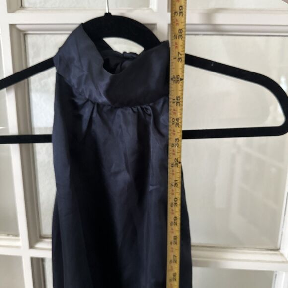 Navy Blue Satin Dress Halter Women Medium Belted Mini Forever 21 - Picture 9 of 9